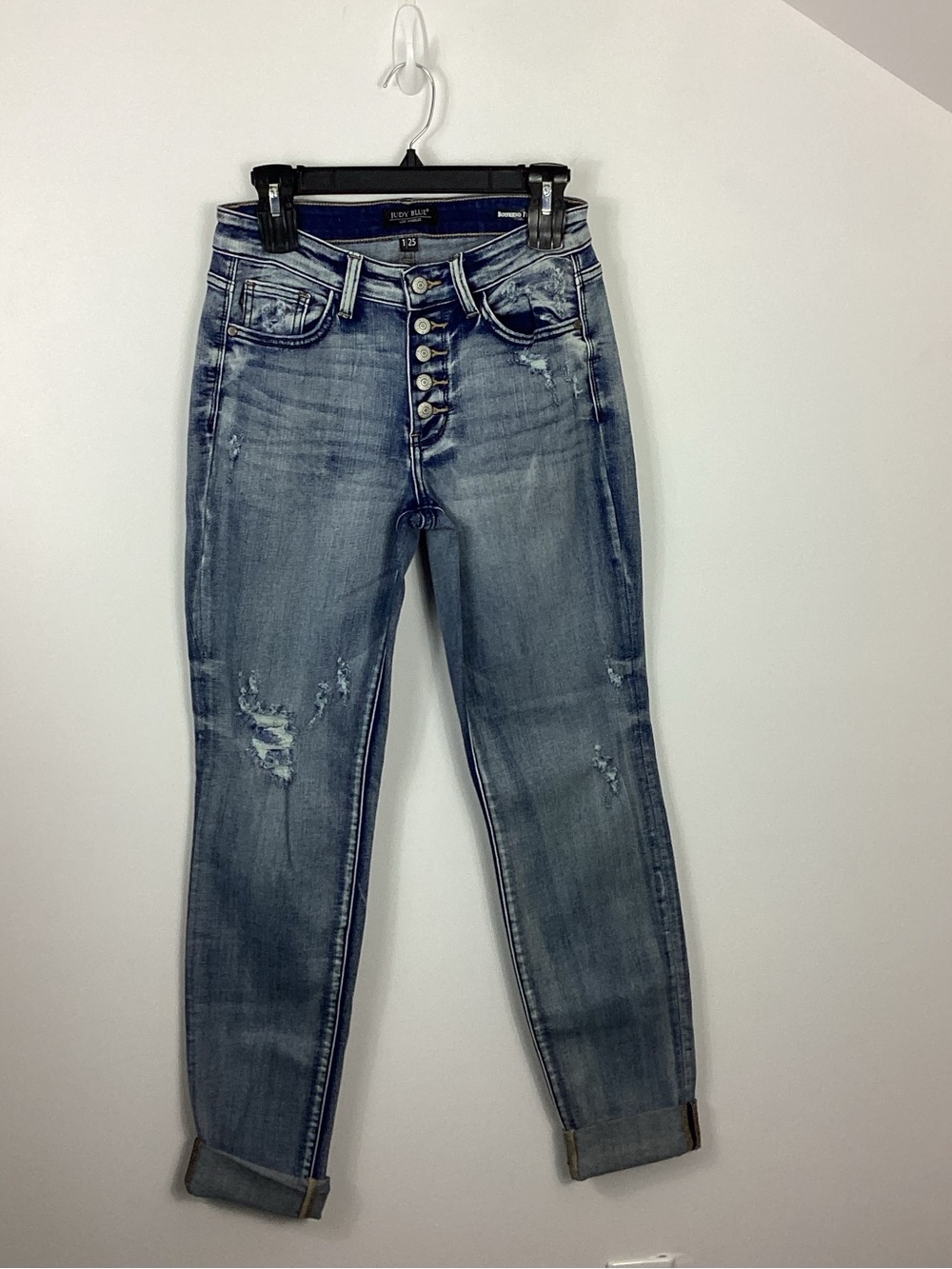 Judy Blue Boyfriend Fit Buttonfly Distressed Jeans Size 1/25